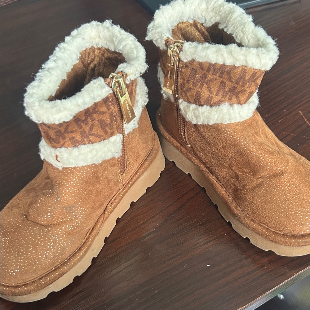 Michael Kors Tan Suede Boots with Fur Trim